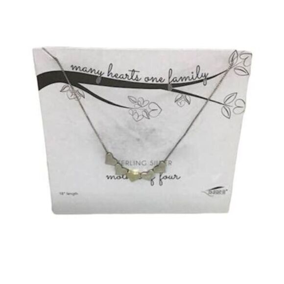 Mother Five Hearts Children Grandchildren Necklace Sterling Silver Alexa Angels - Picture 2 of 6